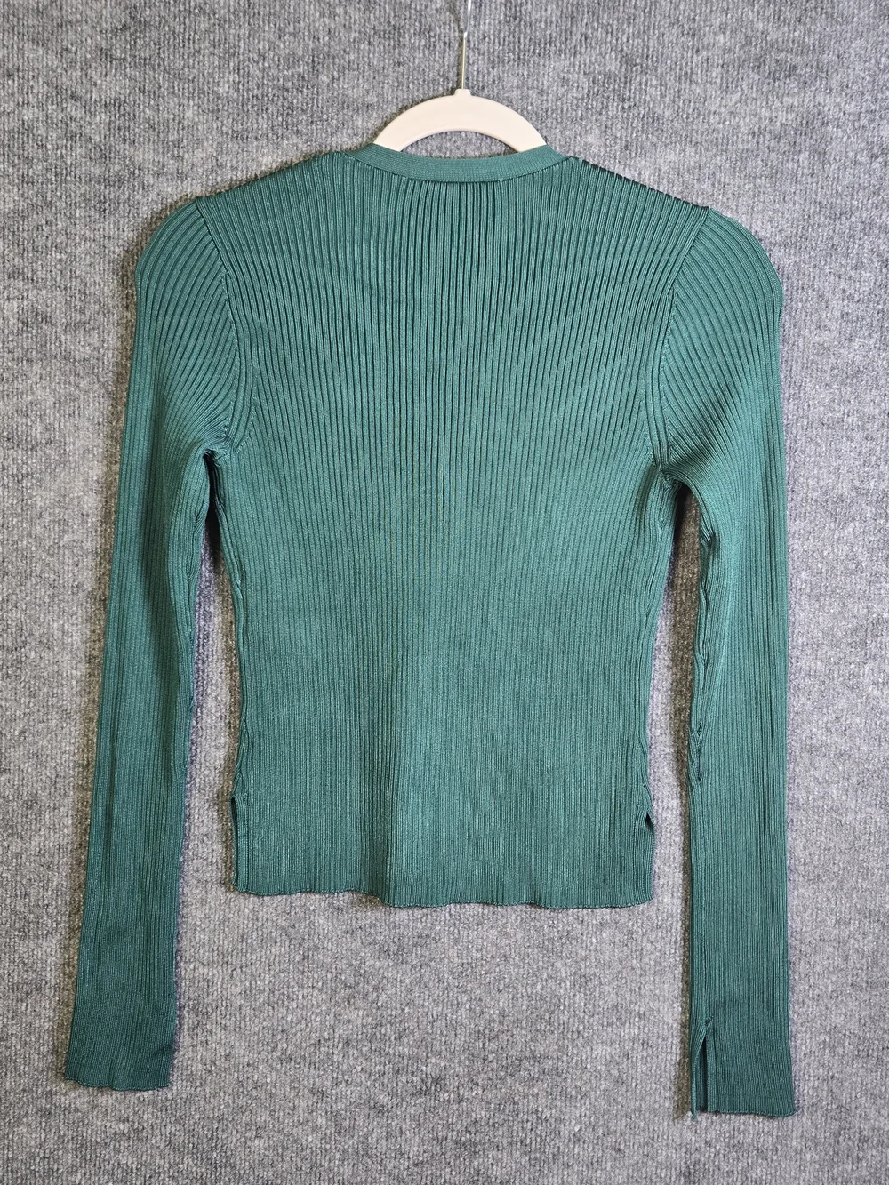 Abercrombie Fitch Cardigan Womens S Forest Green Cropped Rib V Neck Preppy New